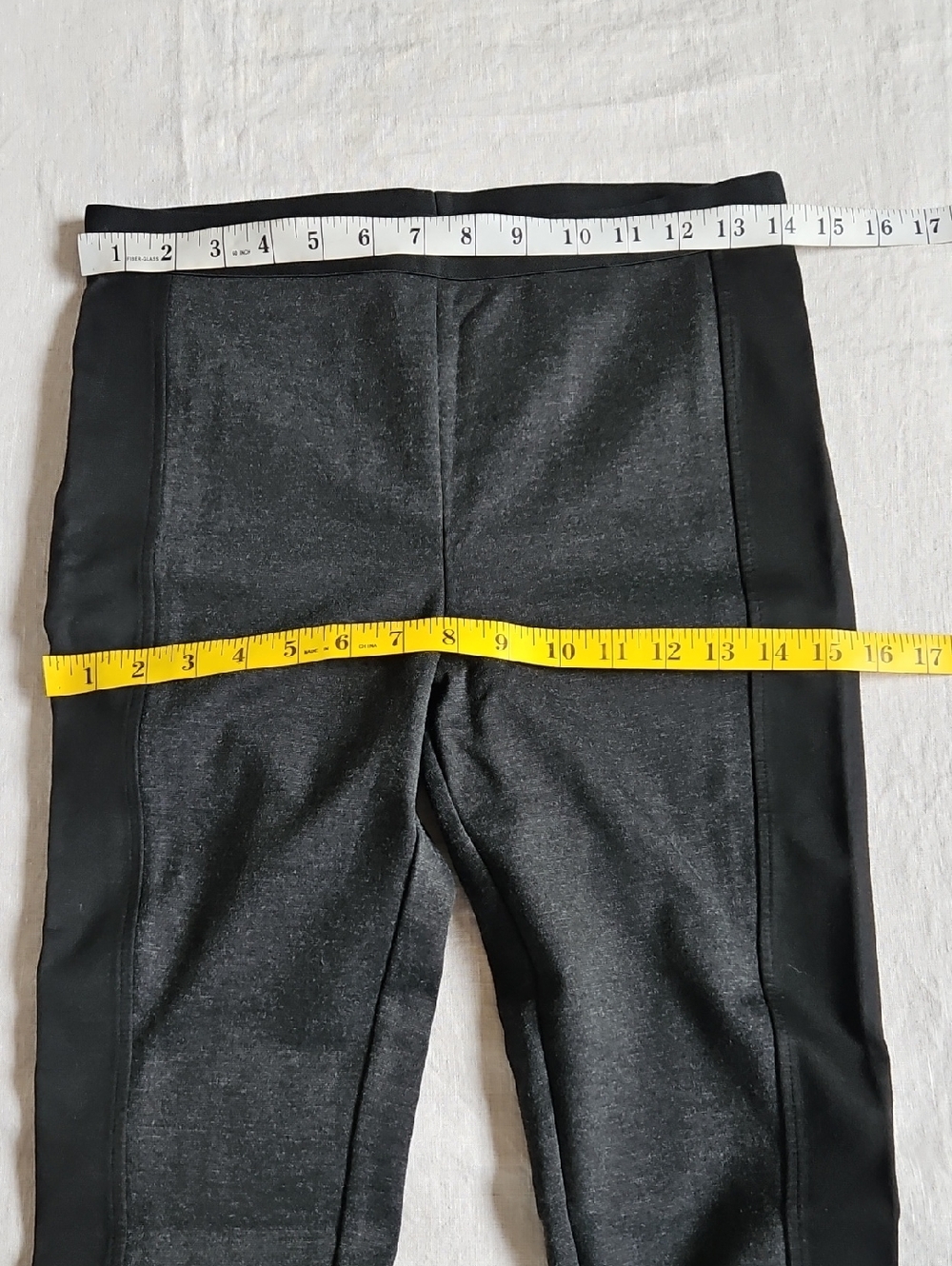 BCBGmaxzria Gray Pullover Skinny Jeggings Pants Wide Black Panels At Side Medium - Picture 11 of 16